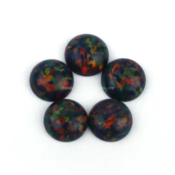 Черен опал смесен цвят, кръгъл камък 1,5 мм ~ 10 мм OP32, синтетичен черен опал, плоско дъно за бижута