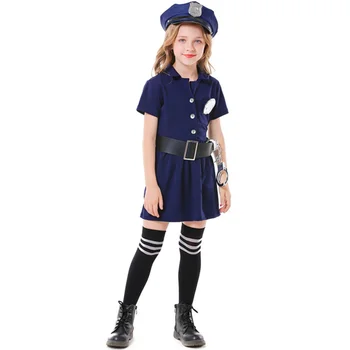 Униформи за момичета, детски костюм на полицията, луксозен облекло полицията, облекло за Хелоуин, бебешки облекла за кариера, костюми