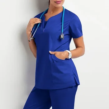 Медицинска униформи на медицински сестри с къс ръкав, Ежедневни работна униформи в аптека, Медицински принадлежности, лекар в центъра за красота в болница