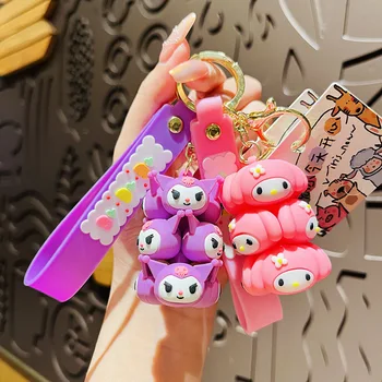 Креативен ключодържателя с ключовете от колата Sanrio с изображение на Hello Kitty Cinnamoroll, чанта за двойки Kuromi My Melody, Окачване, Красиви аксесоари, малък подарък