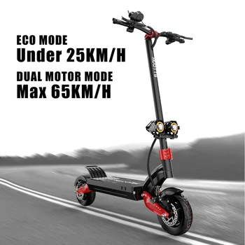 Сгъваем електрически скутер 10 инча 1600 W, комбинациите електронен скутер за възрастни, пътуващи по работа със скорост 65 км / ч, Хидравлични спирачки