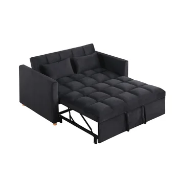 Разтегателен диван-канапе 3 в 1, малко плюшено разтегателен диван-futon, прибиращ се легло с регулируема облегалка, възглавници
