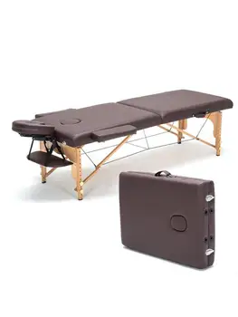 професионални масажни маси за спа ширина 60 см, сгъване с чанта, възглавница и подлакътник, мебели за салон за красота Дървена Сгъваема Косметичка