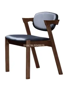 Трапезария стол от масивно дърво, скандинавски минималистичен модерен Z-образна стол с облегалка, мека възглавница, кафе стол за почивка