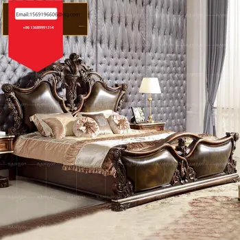 Сватбена легло в европейски стил от масивно дърво, луксозни кралското легло palace, легло villa noble princess, начало двойно легло