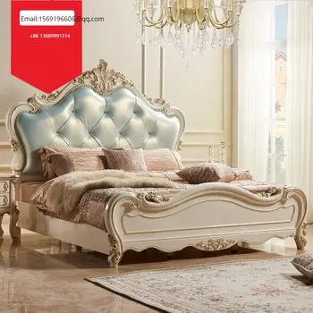 Луксозно обзавеждане за спални, ръчно изработени, с Класическа кожена легло в европейски стил, спалня, мебели за главната спалня