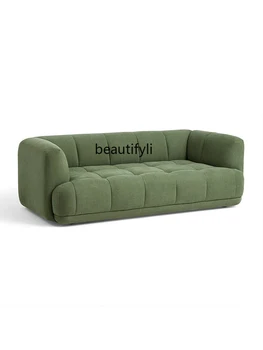 Скандинавски Лесен Луксозен Художествен диван от памук и лен за всекидневната, модерни минималистични диван за трима души, директен редица