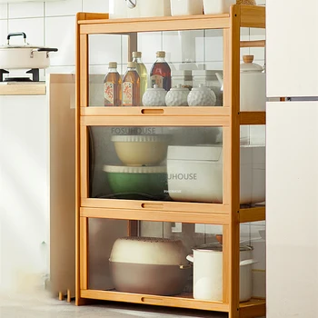 Кухненски шкаф от скандинавския бамбук за кухненски мебели, Дебели домакински акрилни дизайн мида, Леки луксозни бюфети