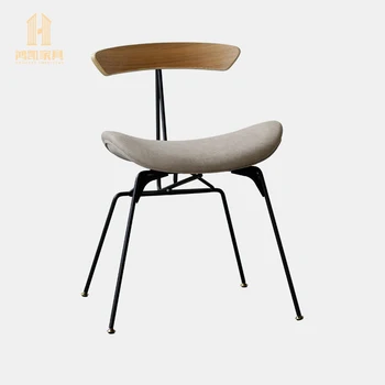 Модерни Прости ресторант столове на скандинавския рамка от неръждаема стомана, Кожени калъфи за почивка, кафе, Читалня, Стол за почивка.