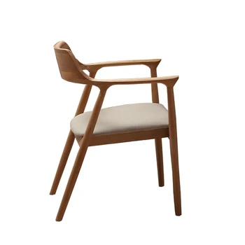 Трапезария стол от масивно дърво Nordic, облегалка за домашно почивка, подлакътник, стол за учителя, един прост стол, направен от рог, стол за кафе log y