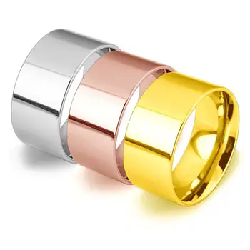 Прост дизайн, пръстени от неръждаема стомана ширина 10 мм, Модерно Годежен пръстен от розово злато/Посеребренное/Златен цвят, Бижута за жени и мъже