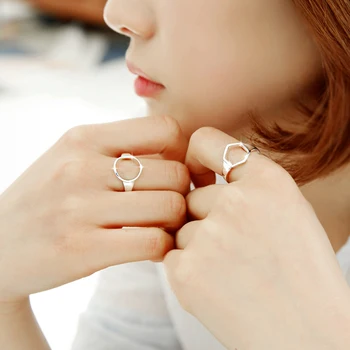 Кръгли пръстени от сребро 925 проба за жени, бижута, модерни отворено регулируема халка на пръста, безплатна доставка