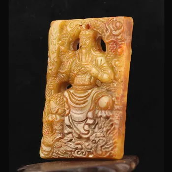 Най-старите Китайски натурален Нефрит Ръчно изработени статуя на дракон Буда висулка s
