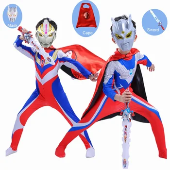 Момче Супергерои-Ультралюди, наметало, маска, костюм, костюм Geed Tiga На Ginga 