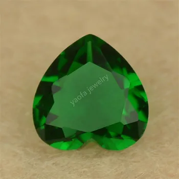 Продажба 3x3 ~ 15x15 mm 5A Тъмно-Зелен Цвят Стъклен Камък във Формата На Сърце Блестящи Диаманти Свободни Стъклени Мъниста Синтетични Скъпоценни Камъни За Бижута