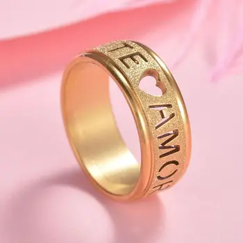 8 мм, Луксозно пръстен с букви Златен, сребърен цвят, Модерно Годежен пръстен за мъже, Жени, Двойки, Бижута, подаръци