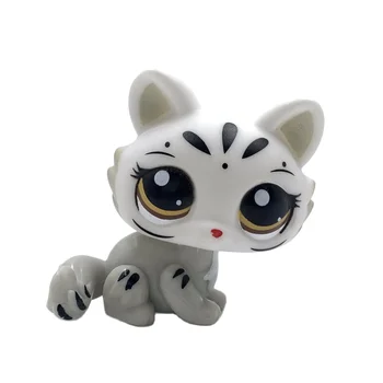 LPS CAT Littlest pet shop Играчки с bobble главата Рядко животно котка СФИНКС #3585 бяло коте сиви тигрови котка подарък за момчетата и подаръци
